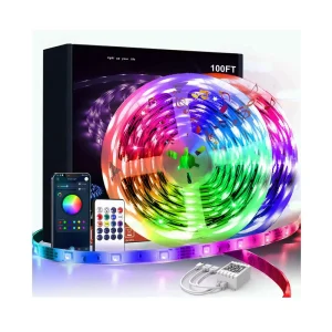 Daybetter 100ft 30m 5050 RGB 12v Blue Tooth APP Remote Control Flexible Smart LED Strip Lights for Christmas Decor