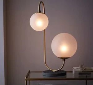 Decorative Desk Lamp with Glass Shade for Bedroom, Bedside, Living Room, Home Office