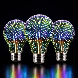 Decorative LED Bulb Holiday Bulb Fireworks Starry Sky Bulb E26 E27 110V A60 3D Fireworks LED Bulb White Light
