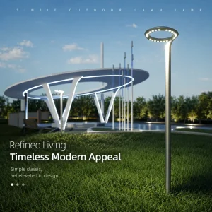 Decorative LED Ring Garden Lamp Aluminum IP65 Waterproof Outdoor Lawn Post Light for Villa Park Landscape Courtyard Walkway