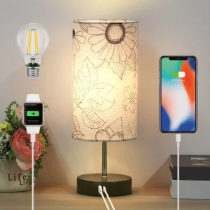 Decorative Modern Table Lamp Pattern Print Fabric Lampshade Multifunctional Desktop Decoration Table Lamp