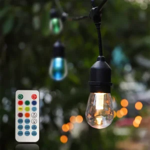 Decorative Patio Light Smart Wifi RGBW String Light 10M Length 12Bullbs Dimmable APP Control Color IP65 Outdoor Waterpoof ETL CE