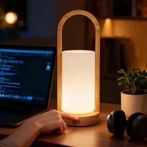 Decorative Small Tall Wireless USB Rechargeable Dimmable Touch LED Desk Table Lamp for Bedside Study Desk