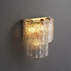 Designer Modern Bronzed Iron Simple Retro Two Layers Water Ripple Glass Wall Lamp Metal LED Bath Wall Sconce Bedside Wall Light
