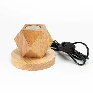 Desk Lamp Solid Wood Table Lamp Base E27 Screw LED In Line Lighting Accessory Switch for Reading Study Battery Powered