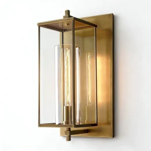 Devaux Grand Square Outdoor Wall Lamp Modern Antique Copper Outdoor Wall Sconce Waterproof Glass Modern Outdoor Wall Lights Ip65