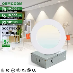 Dimmable 3CCT 5CCT Square and Round Ultra-Thin Recessed Ceiling SMD LED Panel Lights