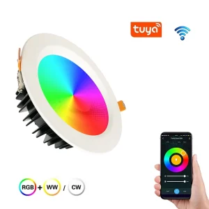 Dimmable CCT Changeable Smart LED Downlight, 7W/12W/20W/36W, RGBCW/RGB