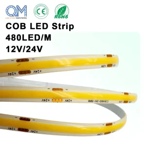Dimmable Dotless COB LED Strip Light 12V 480 LED/m Flexible Tape for Bedroom Ambient Lighting