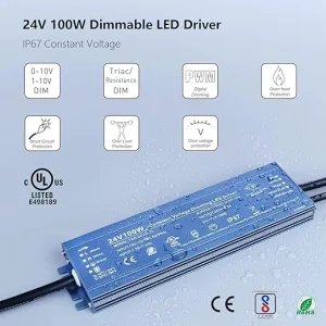 Dimmable Driver 12V 24V 300W 250W 200W 100W 60W IP67 Ultra Thin Outdoor Triac 0 10V Dimmable Waterproof LED Power Supply for Led