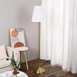 Dimmable Fabric Shade Floor Lamp Modern Standing Decor Light for Living Room Bedroom and Hotel Guest Room Use