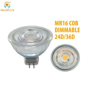 Dimmable High Lumen CRI90 AC DC12V Mr16 Cob Led Bulb 7.5W Led Spot Light RA90 Glass Housing GU5.3 Down Light