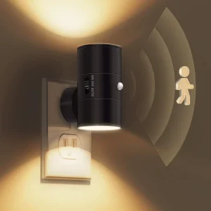 Dimmable Kids Bedside Lamp, Dusk-to-Dawn Sensor, Wall Plug LED Night Light