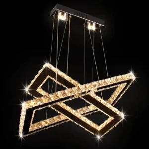 Dimmable LED Crystal Chandelier, Two Rectangular Designs, Remote Control, for Hotel, Apartment, and Living Room
