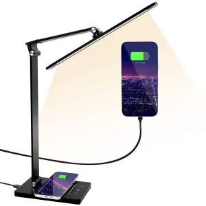 Dimmable LED Desk Lamp Eye-Caring Desk Light Flexible Touch Control Table Wireless Charger Lamp