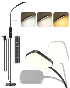 Dimmable LED Floor Lamp Living Room Floor Lamp with Remote Control Stepless Dimming Bedside Reading Lamp with Night Light