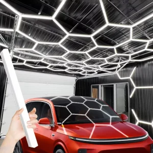 Dimmable LED Hexagonal Ceiling Light for Car Shop Garage Gym Workshop