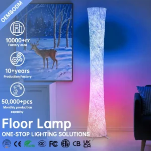 Dimmable RGB LED Floor Lamp Ambient Mood Lighting with Remote Control for Bedroom Living Room Corner Decor
