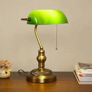 Dimmable Touch Control Table Lamp Traditional Green USB Port Table Lamp Banker Beside Home Decoration Table Light