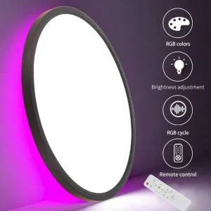 Dimmable Ultra-Thin RGB Frontlight Round Flush-Mount LED Ceiling Light with Remote Control