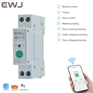 Din Rail WIFI Tuya Circuit Breaker Smart Switch Remote Control with Over and Under Voltage Current protection Timer Switch