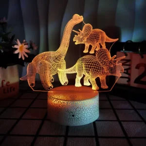 Dinosaur Pattern Acrylic 3D LED Night Light with 16 Colors