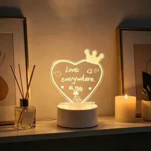 Diy 3D LED Night Light Gift Blank Light Creative Rewrite Acrylic Note Board LED Rewritable Night Light with Message Board