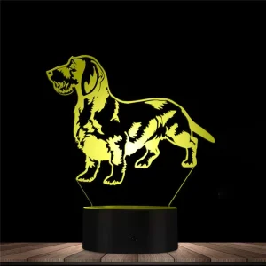 Dog Table Lamp Custom 3D Acrylic Engraved 7 Colors LED Night Light Decoration Christmas Gift for Kids