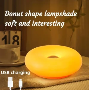 Donut LED Night Light Bedside Lamp Touch Three color Dimming Night Light