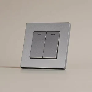 Double Light Switch with Indicator Vintage EU Button Wall Switch 2 Gang Rocker Switch White Black Gold Grey Panel