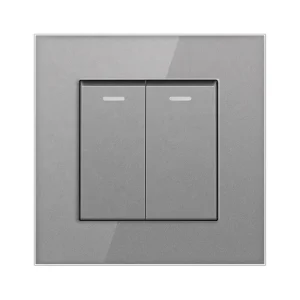 Double Pole Wall Light Switch 2 Gang 2 Way EU Standard Crystal Glass Frame 10A 250V