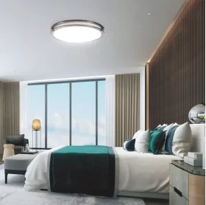 Double-circle LED ceiling light stainless steel PS lampshade for home office