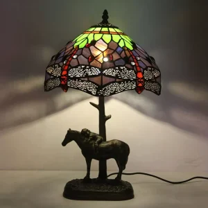 Dragonfly Style Modern Adjustable Table Lamp with 12Inch Stained Glass Lampshade Handcrafted for Living Room