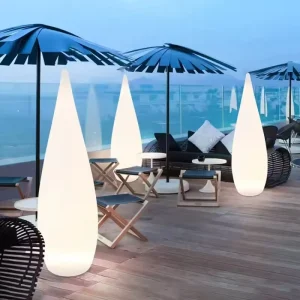 Dropshipping Waterproof Drop Shape Indoor Outdoor Lights Stand Art Deco Floor Lamp Outdoor Garden Courtyard Hotel Solar Lamp
