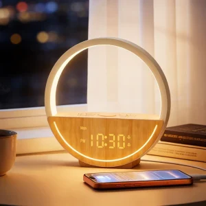 Dual Alarm Adjustable White Noise Machine Night Light Dimmable Minimalist Design Dome Shade ABS Body DC Power Supply