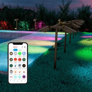 Dual Head LED Garden Spike Light Brass IP65 24V Smart RGBW Landscape Light