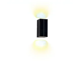 Dual-Head Outdoor Solar-Powered Garden Wall Lamp High-Strength Aluminum Construction Black Solar Panel Transparent Tempered