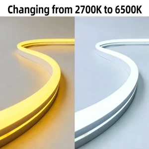 Dual White LED Light Strip DC24V Smart Home Light IP68 Side bend CCT Dimmable Flex Neon UL CE Architecture Office Hotel Supplier