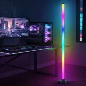 Dynamic Music Sync Color Changing RGB Corner Floor Lamp Mood Light for Gaming Room Studio and Lounge with Remote