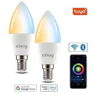 E14 C37 CW 4.5W 470LM CE ERP Tuya Wifi for Alexa Google App Control Dimmable LED Light Smart Bulbs for Home