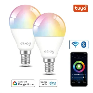 E14 G45 RGBCW 4.9W 470LM CE ERP tuya Wifi for Alexa Google App Control Dimmable LED Light Smart Bulbs for home