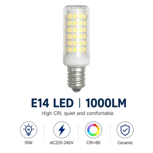 E14 LED Bulb AC220-240V 10W 1000LM Ra>80 2835 Ceramic 74-LED Residential Bulb CE/FCC Certified