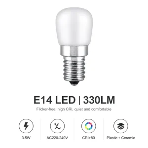 E14 LED Bulb AC220-240V 3.5W 330LM Ra>80 IC Driver Flicker-Free 32-LED Plastic Ceramic Bulb