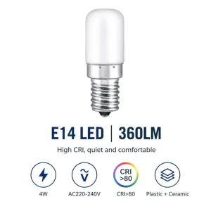 E14 LED Bulb AC220-240V 4W 360LM Ra>80 RC Driver 51-LED Plastic Bulb FCC/CE Certified