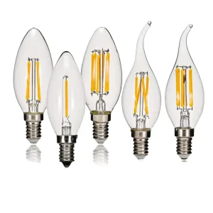 E14 LED Candelabra Chandelier Bulb C35 2700K Warm White Glass Edison Filament Globe Light AC85 265V