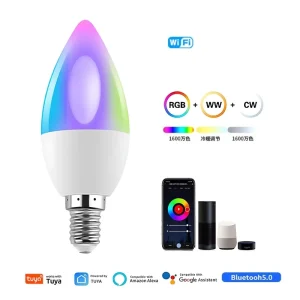 E14 Smart RGB Candle Bulb with App and Voice Control, Dimming, Music Rhythm and Timer