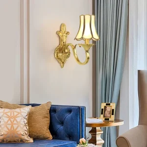 E14 Vintage Gold Brass Indoor Wall Lamp for Home Bedside Glass Single Wall Sconce Decor Bathroom Wall Lights