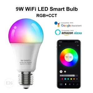 E26 RGB Smart LED Bulb 9W WiFi Timing and Music Rhythm Function 2700K-6500K