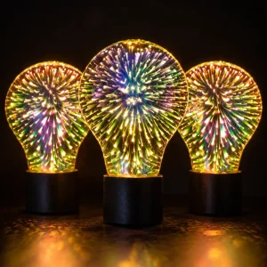 E27 3D Fireworks Light Bulb E26 110V A60 for Home Bedroom Cafe Restaurant Bar