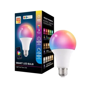 E27 A60 9W RGB WiFi and Bluetooth Color-Changing LED Bulb 110V/220V